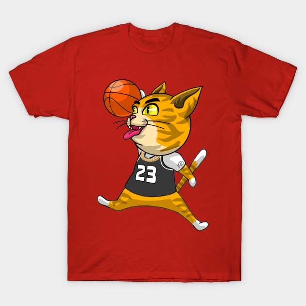 Basketball Cat yellow T-Shirt by KZDENG